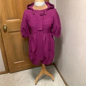 Neslay Elegant Women's Hooded half sleeve sleeve jacket in Rich Purple